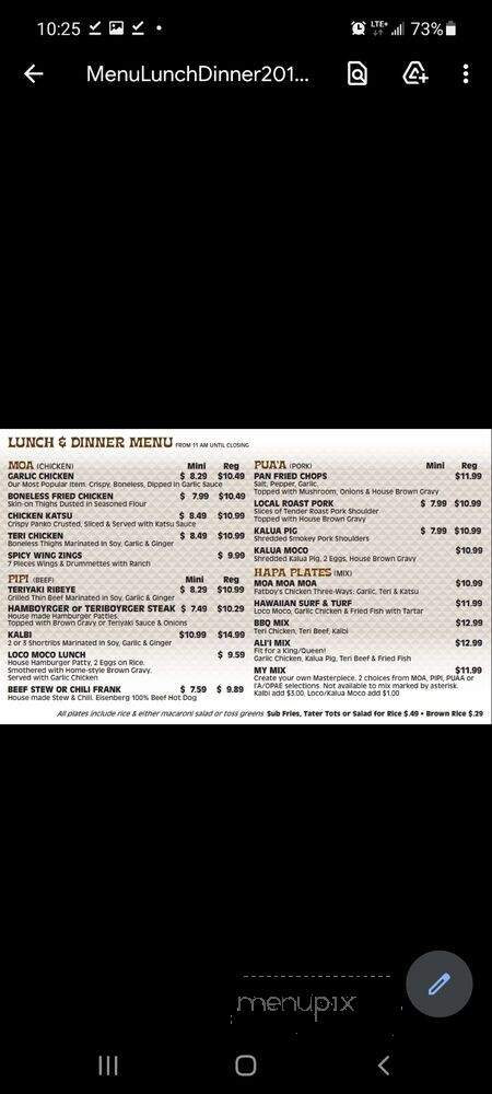 Fatboy's - Kaneohe, HI menu_pic
