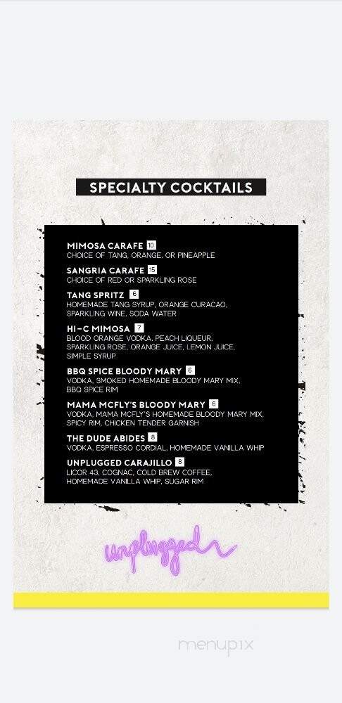 Unplugged - Birmingham, AL menu_pic