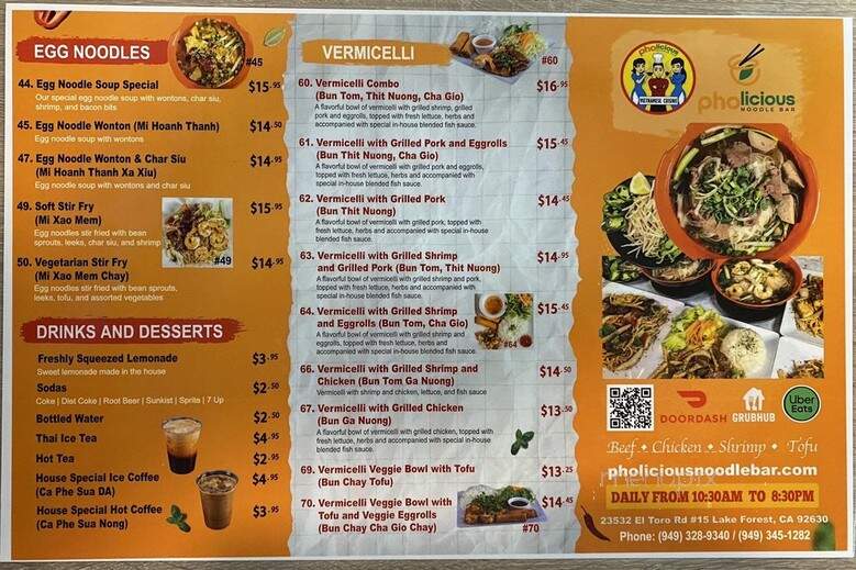 Pho Tung & Cafe - Lake Forest, CA menu_pic