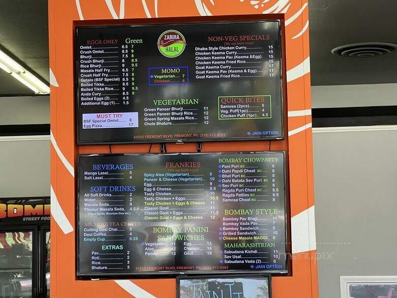 Bombay Street Food - Fremont, CA menu_pic