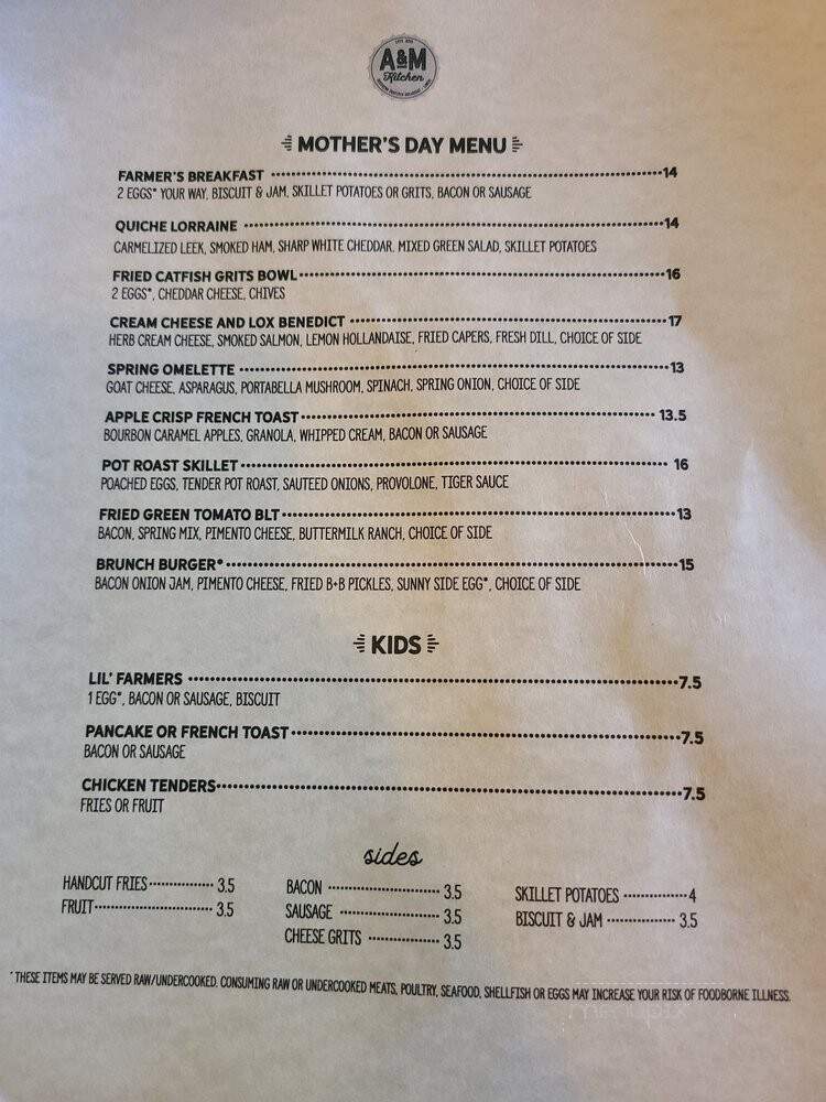 A&M Kitchen - Woodstock, GA menu_pic