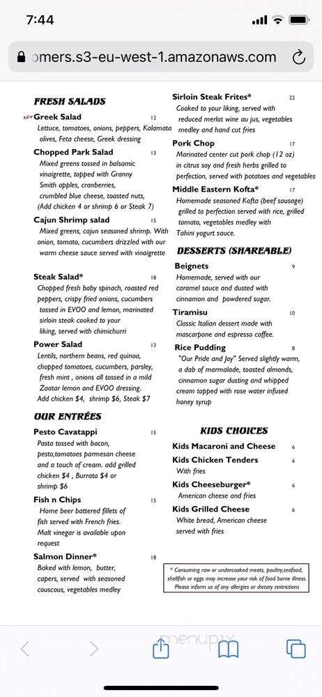 Port & Park - Chicago, IL menu_pic