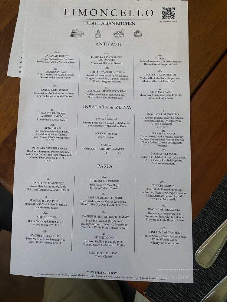 Limoncello - Las Vegas, NV menu_pic