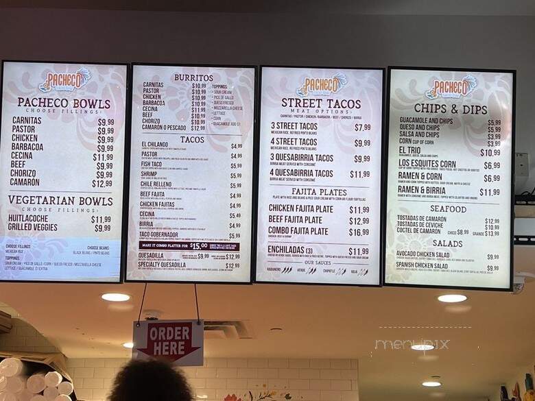 Pacheco Taco Bar - Irving, TX menu_pic