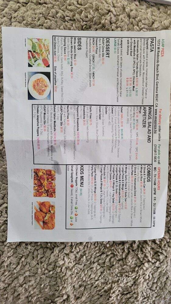 ASAP Pizza - Gardena, CA menu_pic