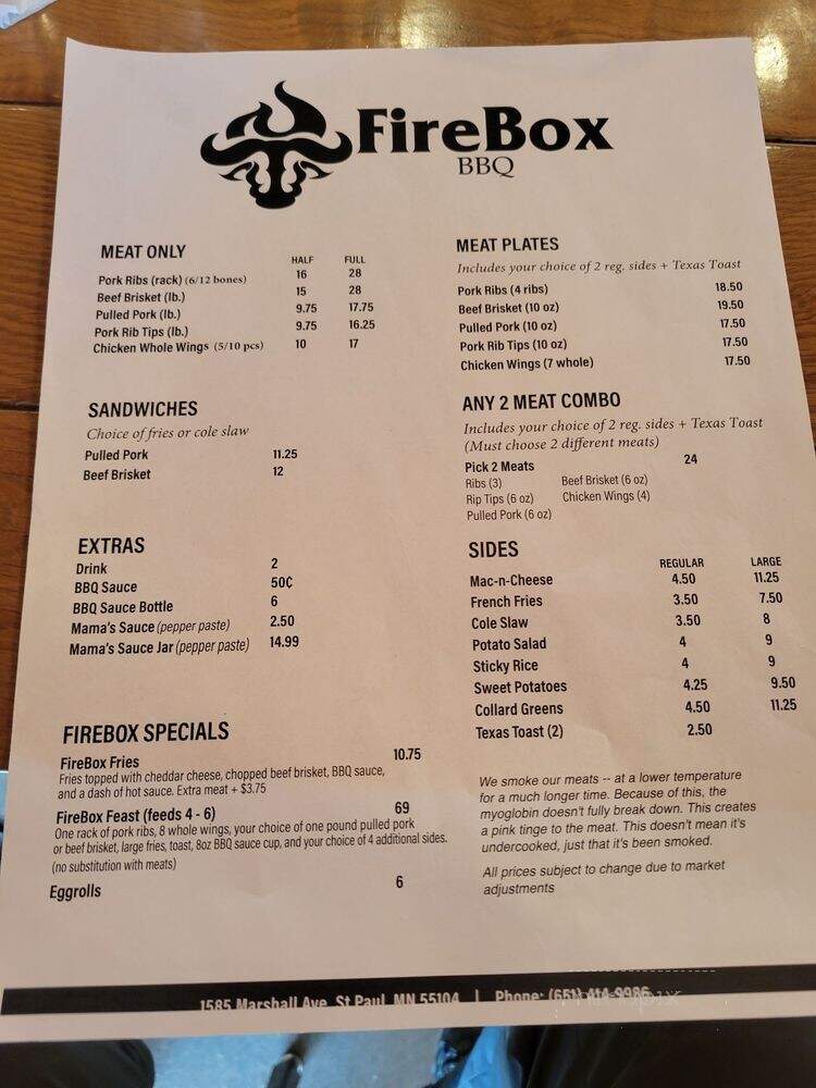 Firebox Deli - Saint Paul, MN menu_pic