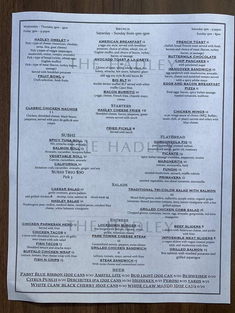 The Hadley - Philadelphia, PA menu_pic