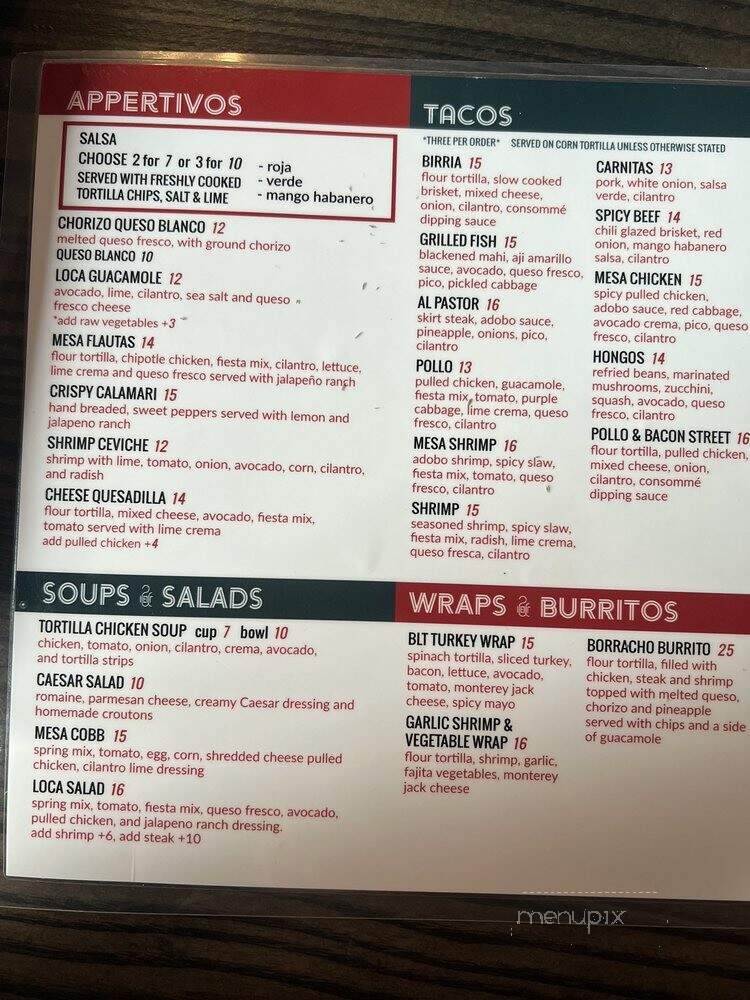 Mesa Loca - Cincinnati, OH menu_pic