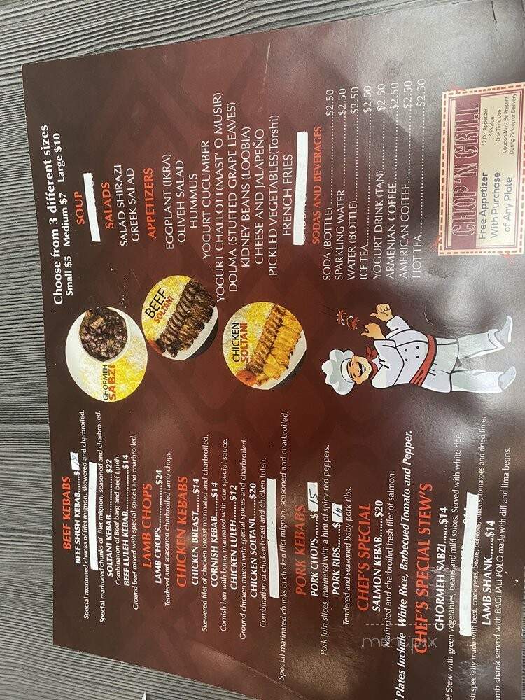 Chop 'N Grill BBQ - Burbank, CA menu_pic
