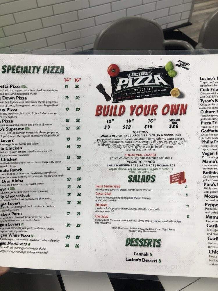 Lucinos Pizza - Las Vegas, NV menu_pic