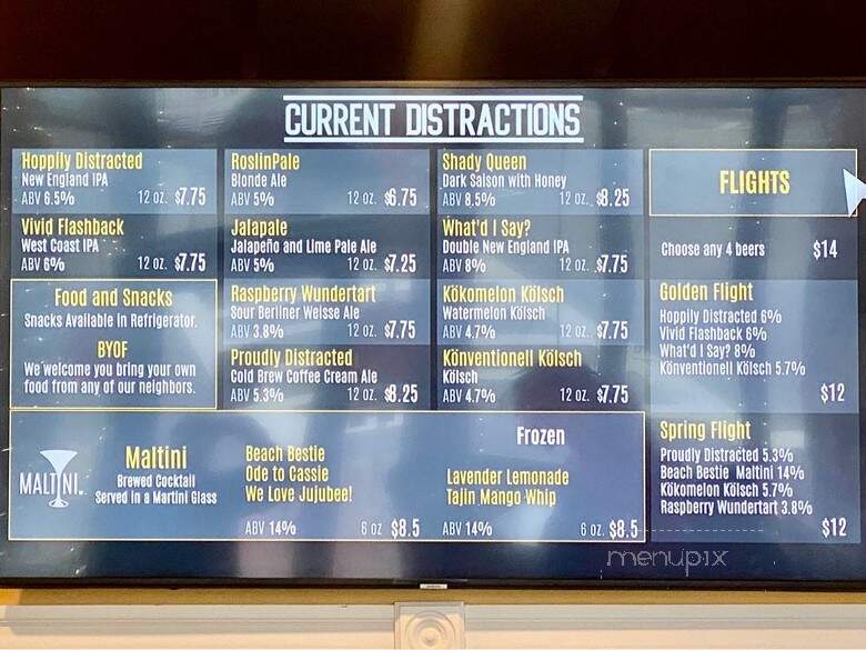 Distraction Brewing Company - Boston, MA menu_pic