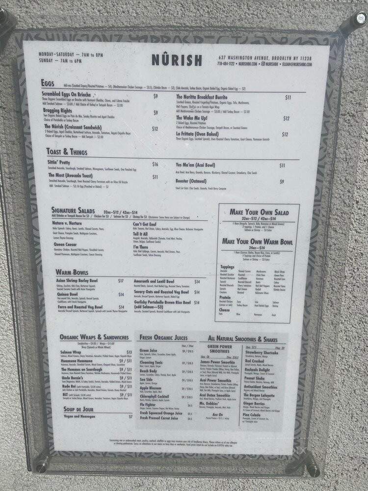 Nurish - Brooklyn, NY menu_pic