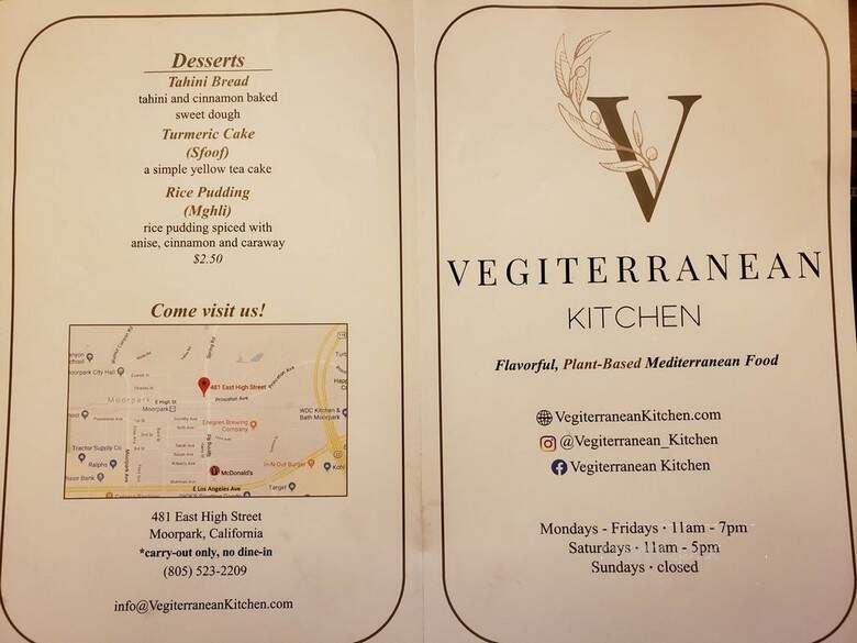 Vegiterranean Kitchen - Moorpark, CA menu_pic