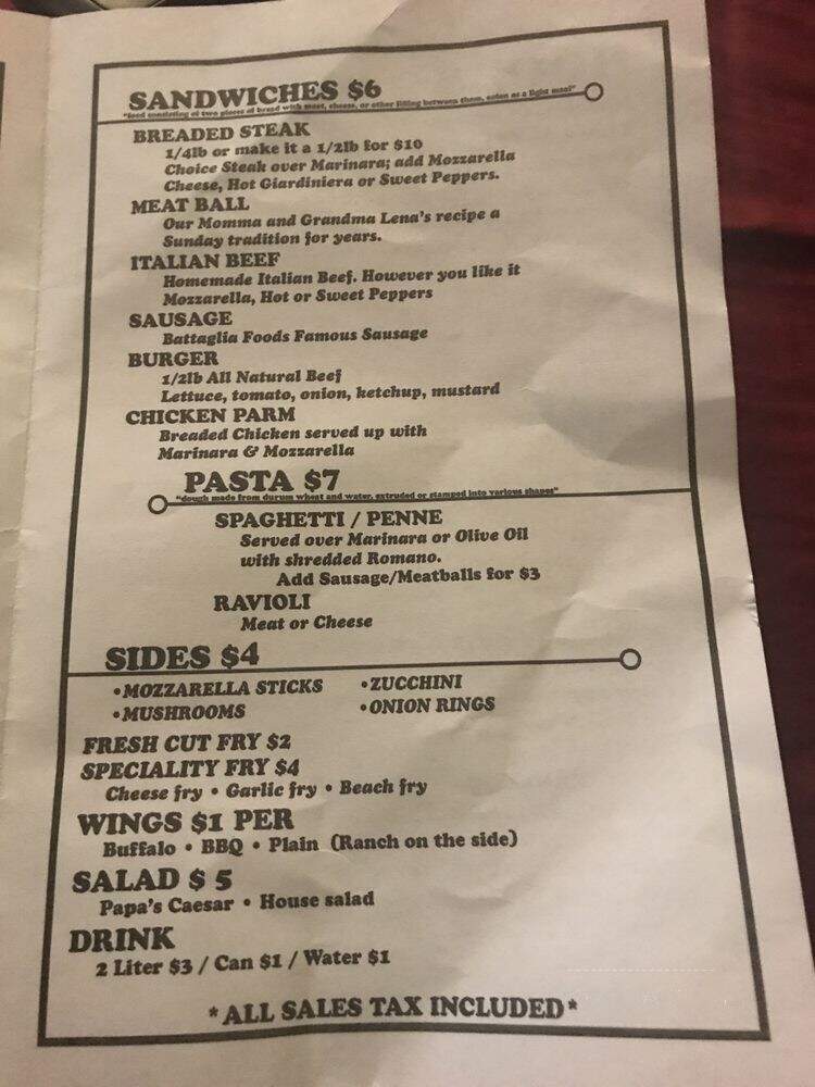 Stunod's Pizzeria - Chicago, IL menu_pic