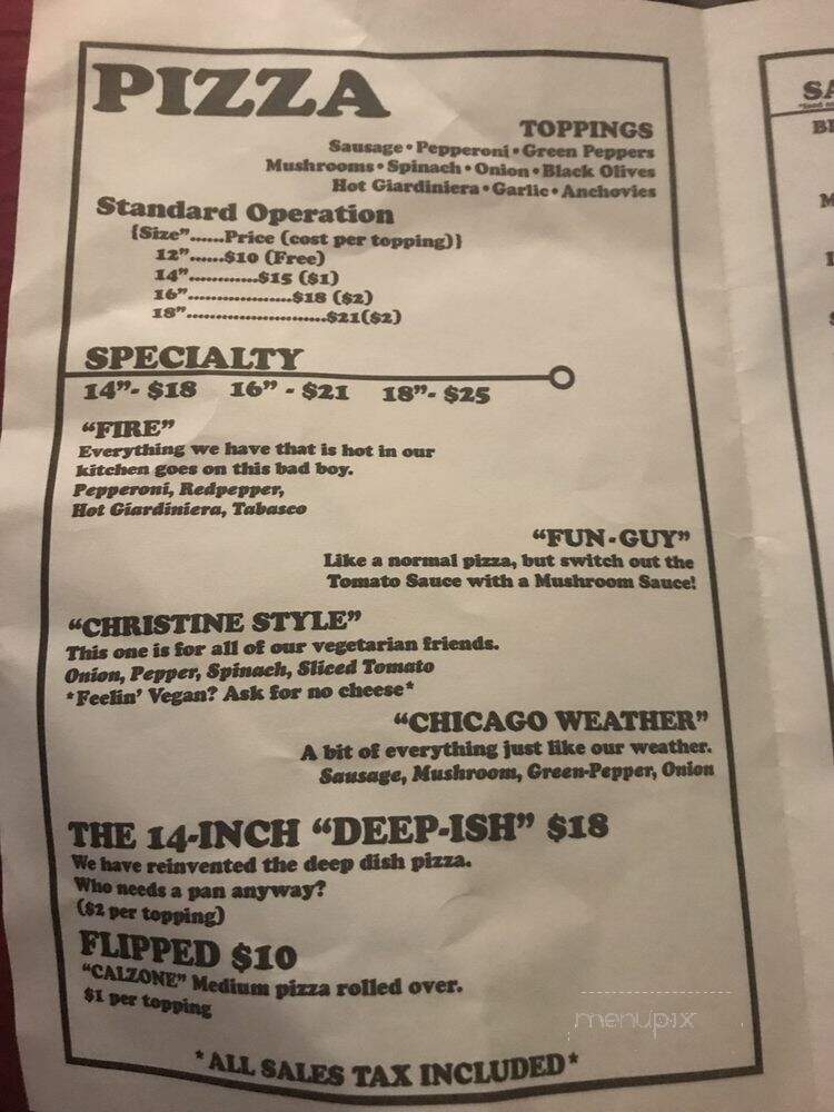 Stunod's Pizzeria - Chicago, IL menu_pic