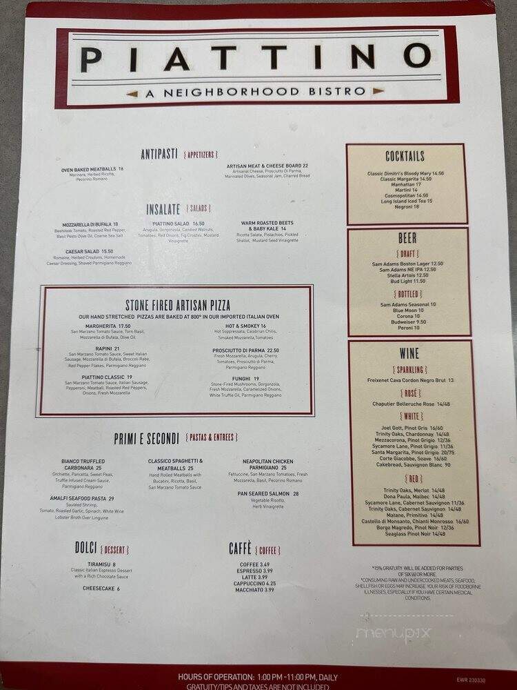 Piattino - Newark, NJ menu_pic
