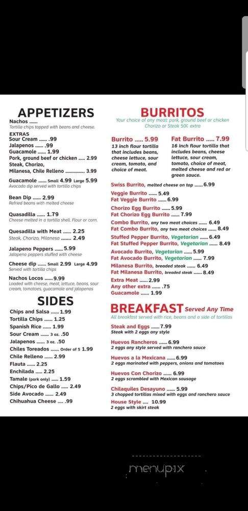 Fat Burrito #2 - Highland, IN menu_pic