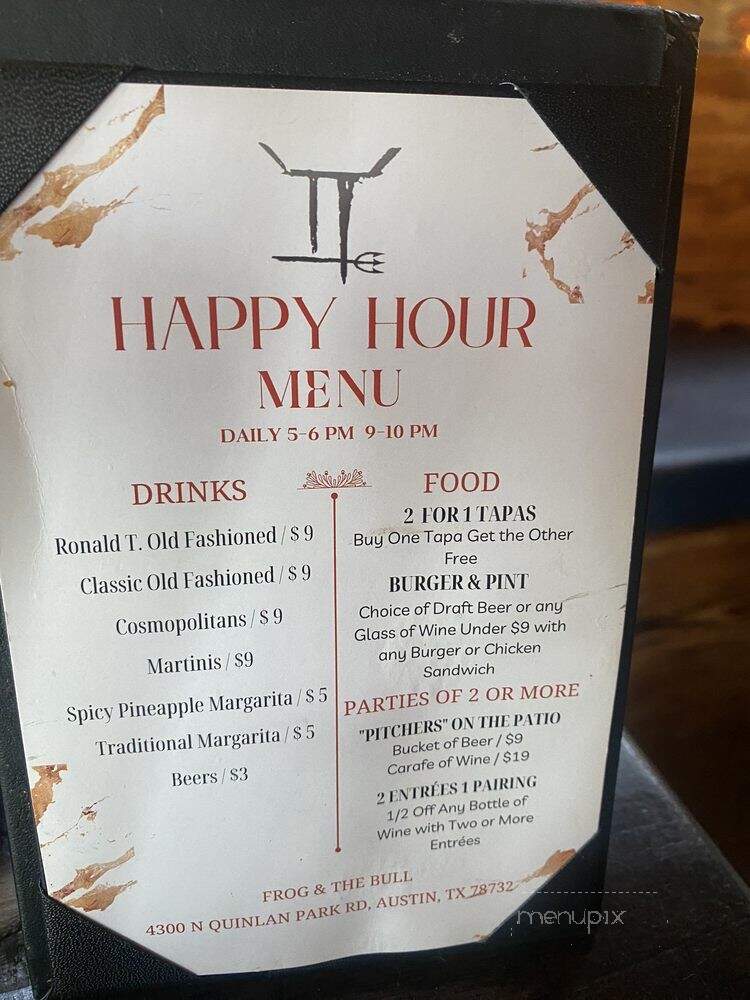 Frog & The Bull - Austin, TX menu_pic