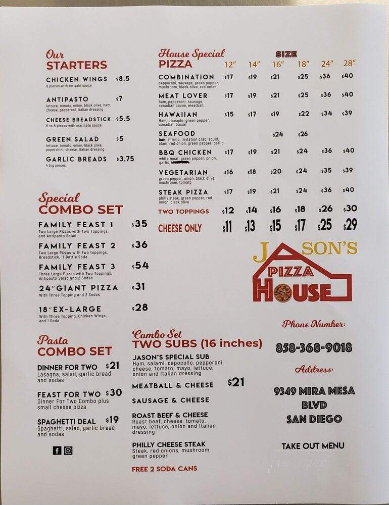 Jason's Pizza House - San Diego, CA
