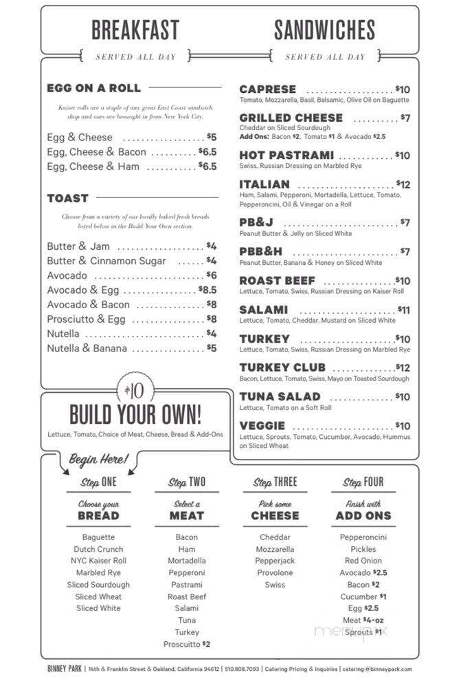 Binney Park - Oakland, CA menu_pic