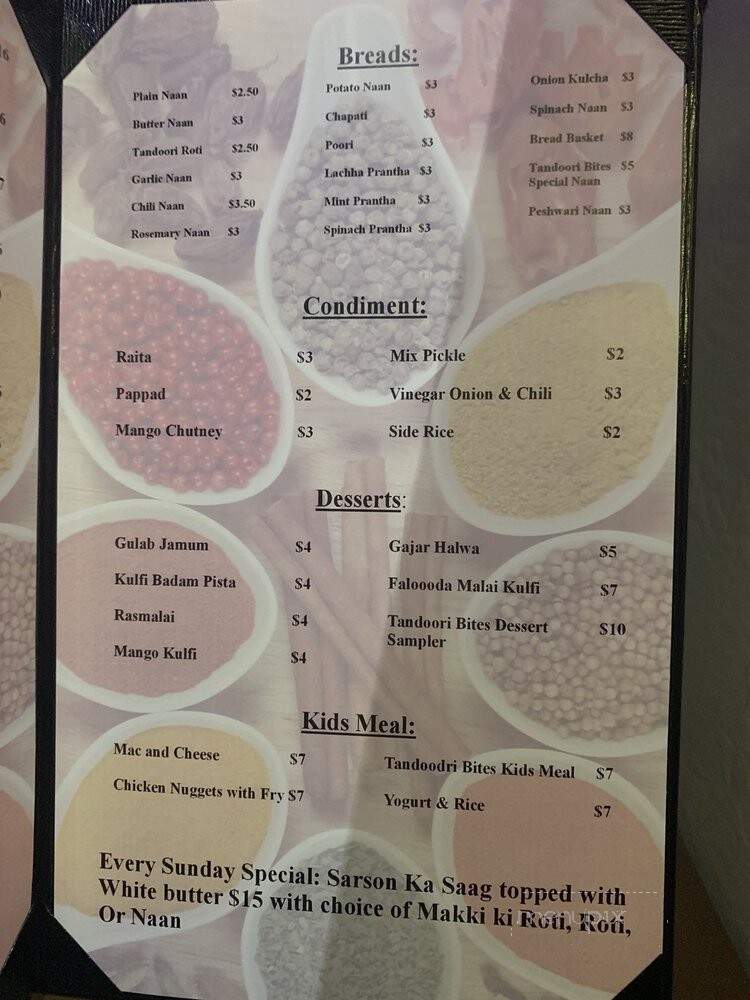 Tandoori Bites - Durham, NC menu_pic