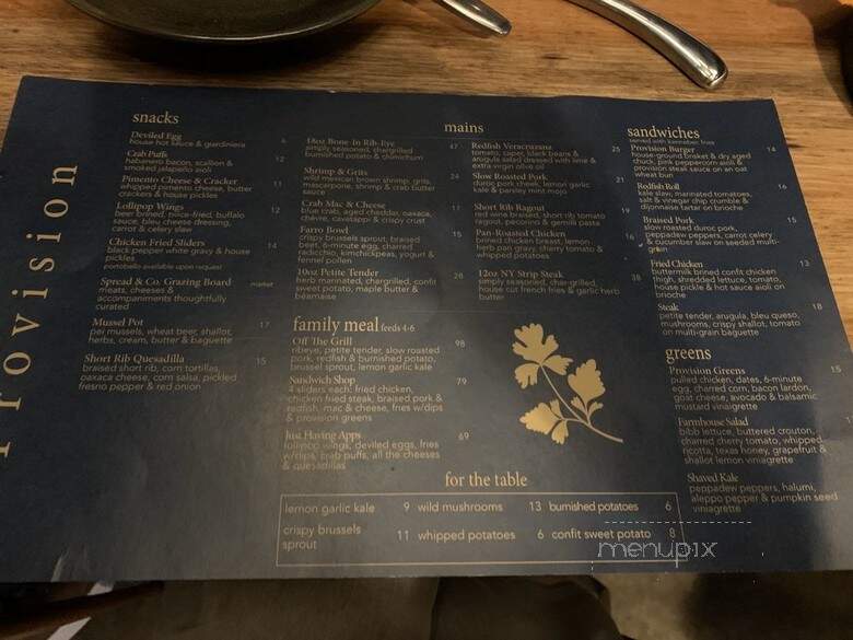 Provision - Austin, TX menu_pic