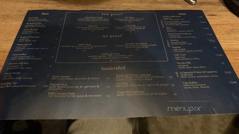Provision - Austin, TX menu_pic