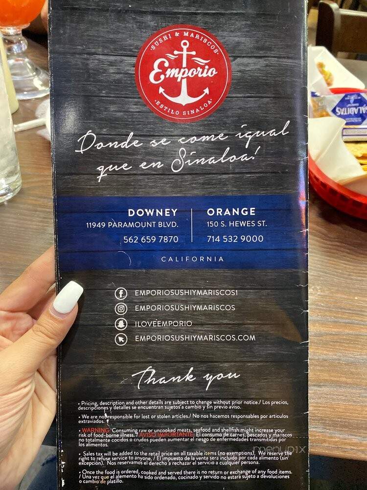 Emporio Sushi Y Mariscos - Downey, CA menu_pic
