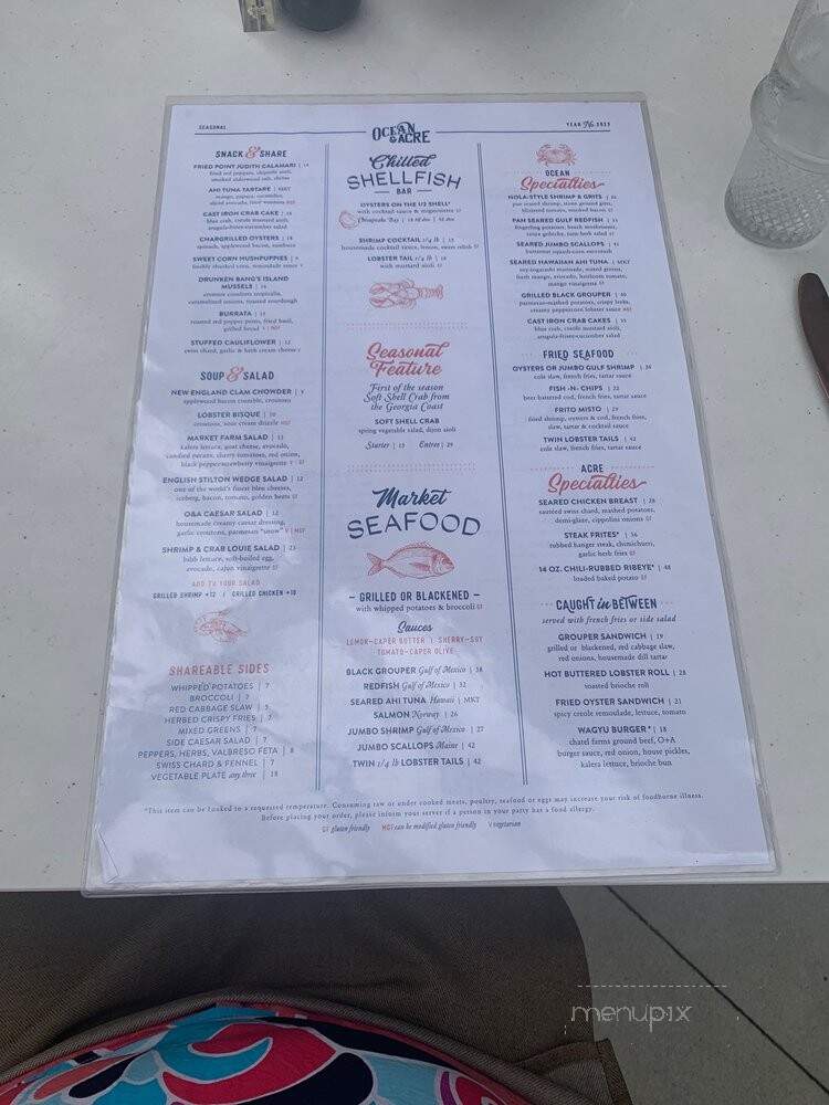 Ocean & Acre - Alpharetta, GA menu_pic