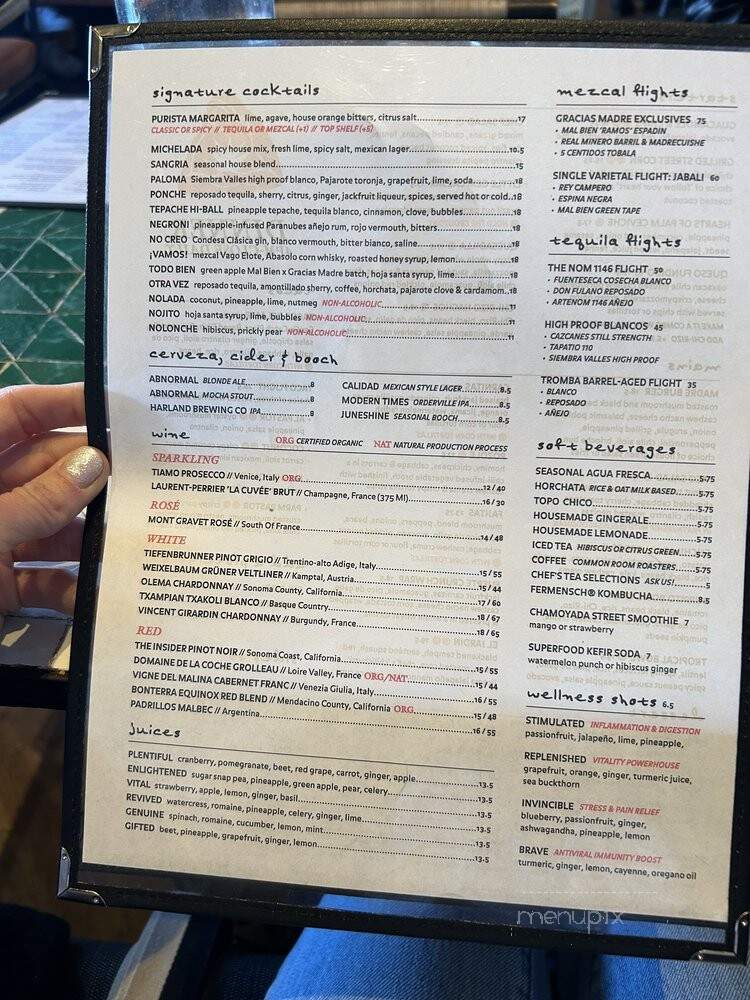Gracias Madre - Newport Beach, CA menu_pic