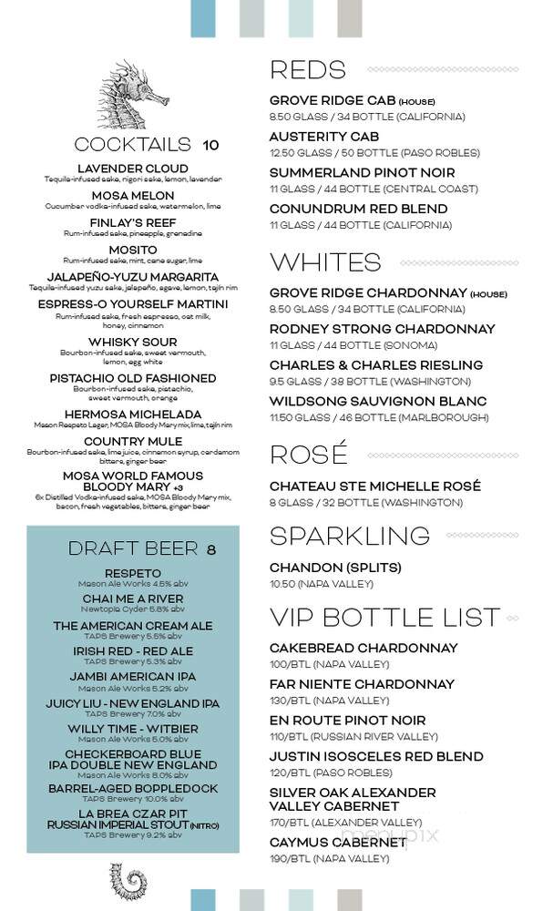 Mosa Coastal - Hermosa Beach, CA menu_pic