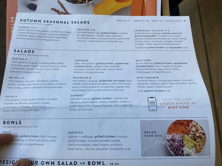 Mixt - Los Angeles, CA menu_pic