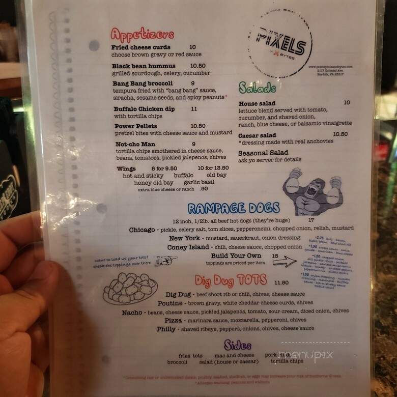 Pixels Pints & Bytes - Norfolk, VA menu_pic