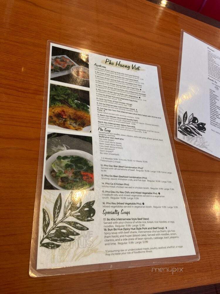 Pho Huong Viet - Charlotte, NC menu_pic