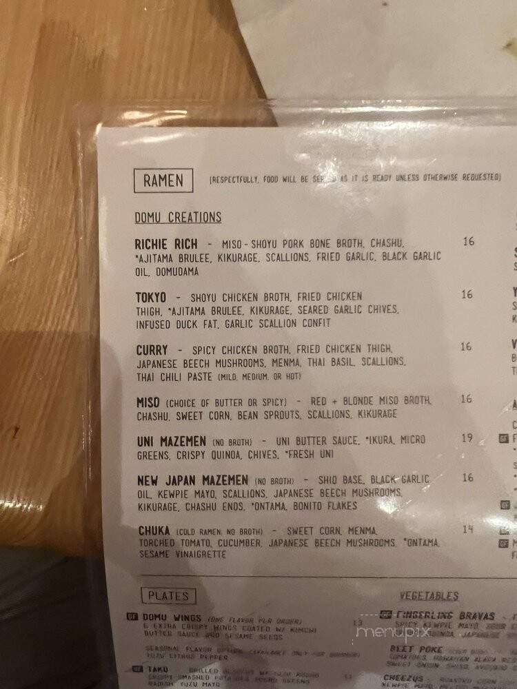 DOMU - Orlando, FL menu_pic