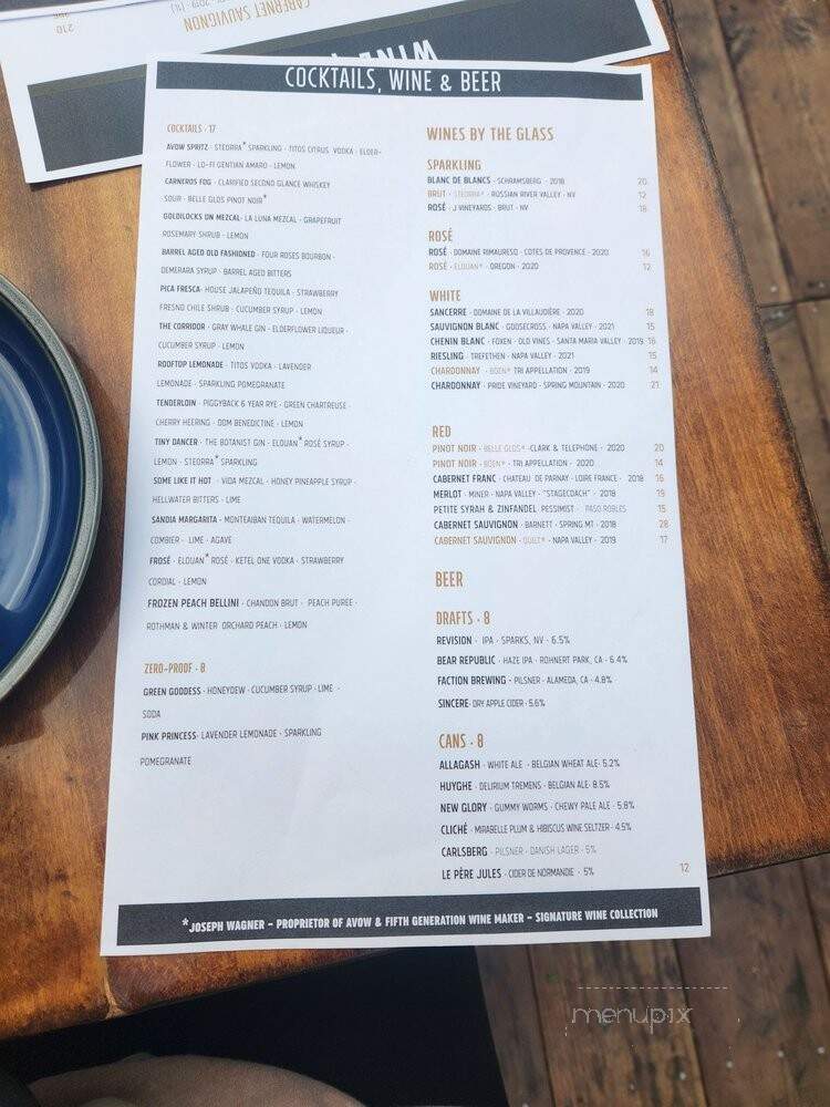 Avow - Napa, CA menu_pic