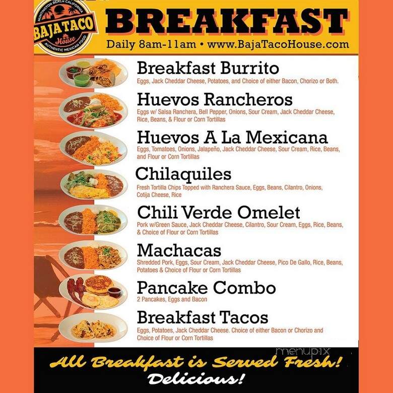 Baja Taco House - Huntington Beach, CA menu_pic