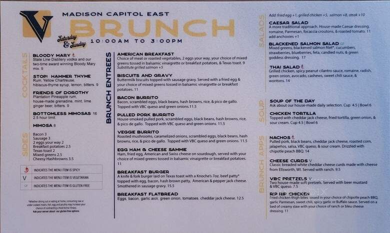 Vintage Brewing Co. Capitol East - Madison, WI menu_pic