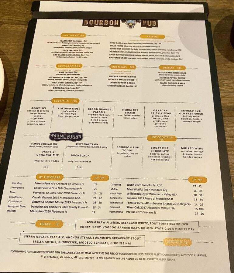 Bourbon Pub - Truckee, CA menu_pic