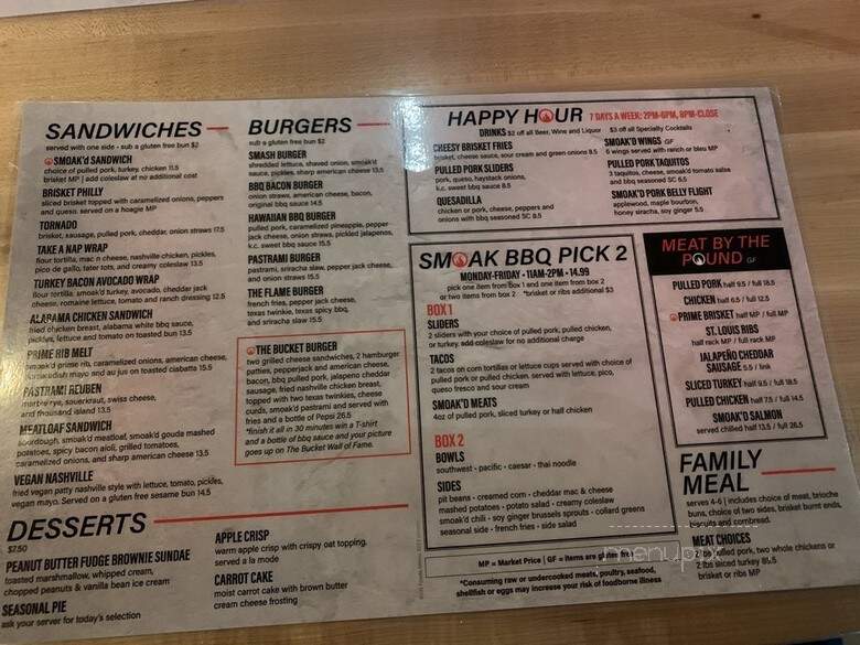 Smoak BBQ - Rochester, MN menu_pic
