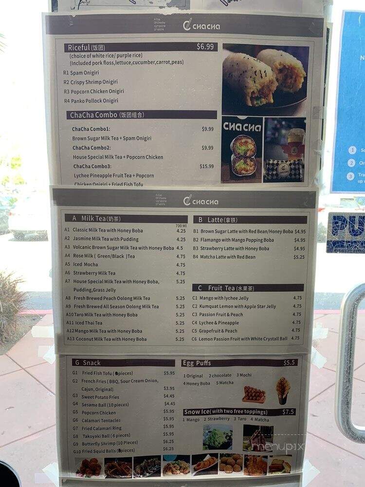 Cha Cha - Milpitas, CA menu_pic