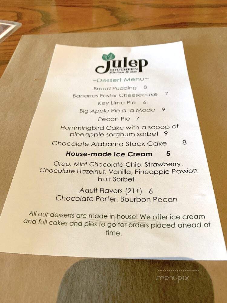 Julep Southern Kitchen & Bar - Annapolis, MD menu_pic