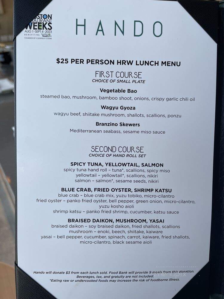 Hando - Houston, TX menu_pic