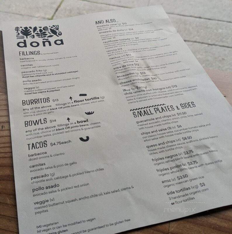 Dona - Oakland, CA menu_pic