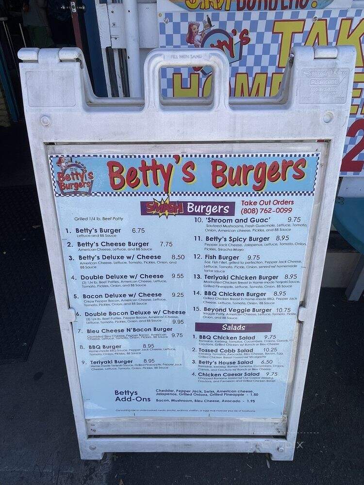 Betty's Burgers Joint - Honolulu, HI menu_pic