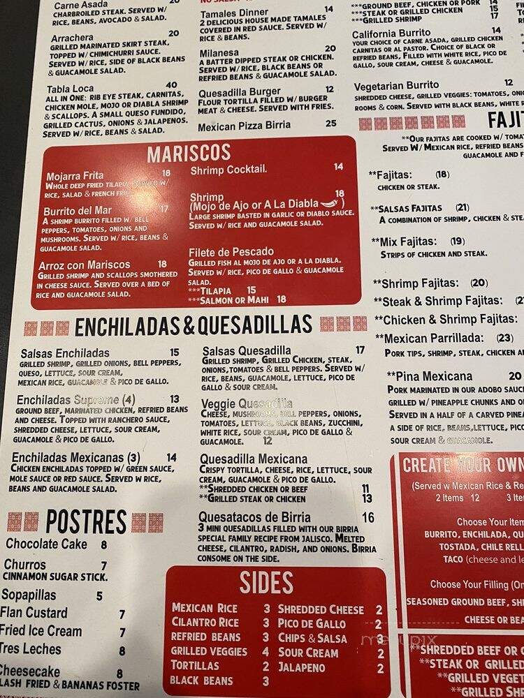 Salsas Cocina Mexicana and Cantina - St Johns, FL menu_pic