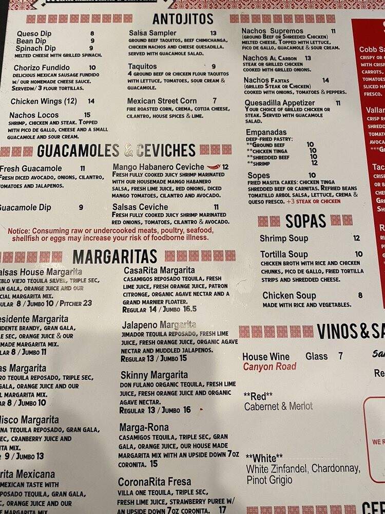Salsas Cocina Mexicana and Cantina - St Johns, FL menu_pic