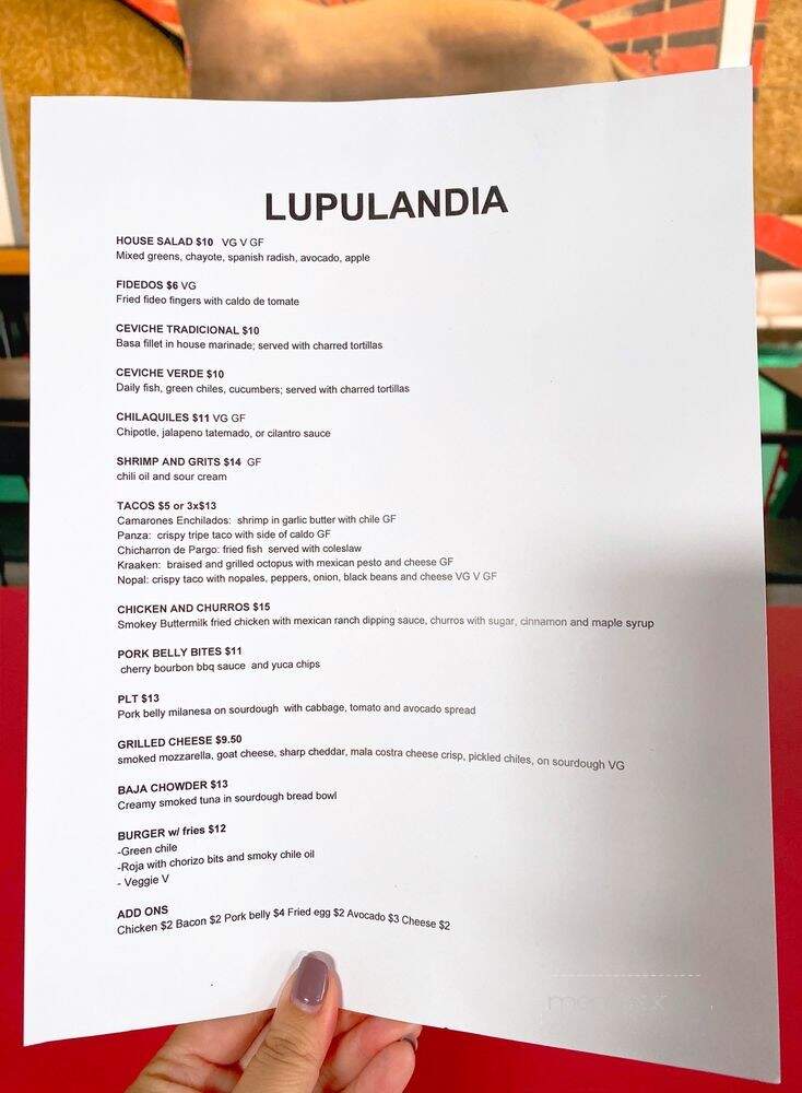 Lupulandia Brewery - San Francisco, CA menu_pic