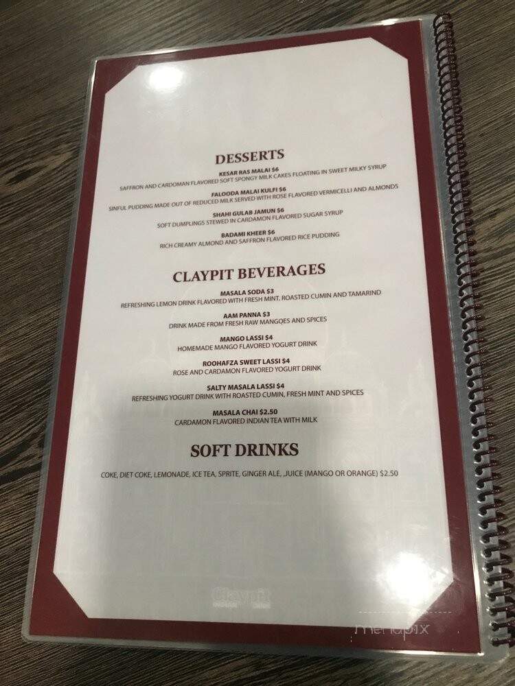 Claypit Indian cuisine - Sherman Oaks, CA menu_pic