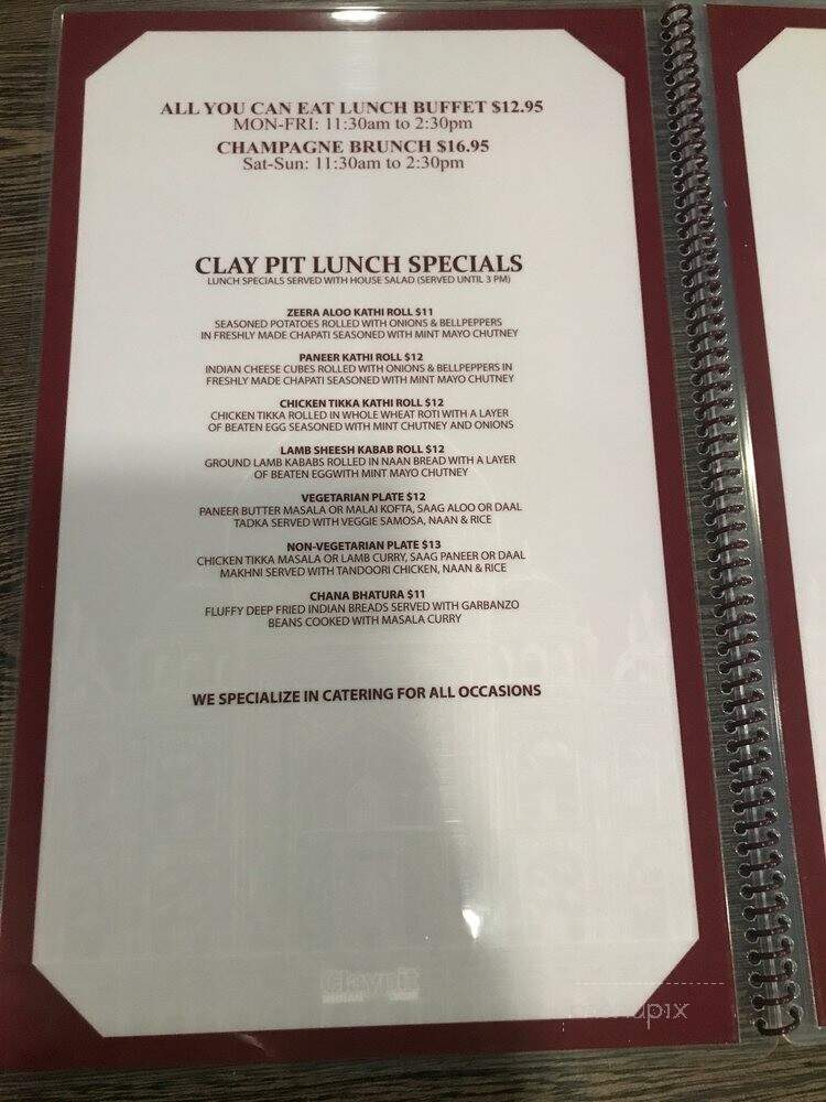 Claypit Indian cuisine - Sherman Oaks, CA menu_pic